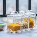 Set of 3 - Acrylic Spice Jar Set, Kitchen Condiment Container Set Clear Acrylic Airtight Seal Container With Lid Food Storage Jar. 