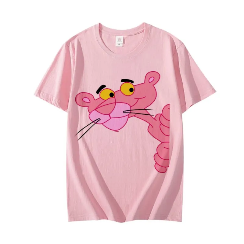 Pink Panther Printed Cotton Half Sleeves O Neck T Shirt For Women