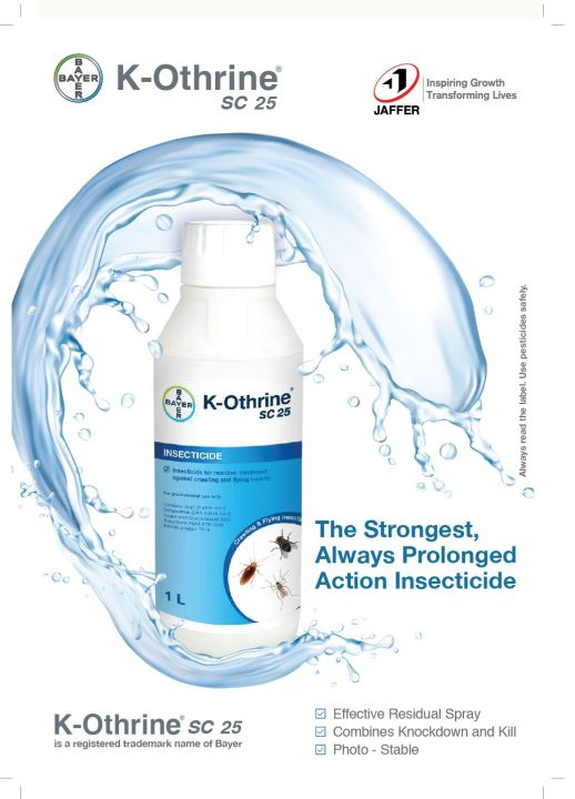 K–Othrine SC25 (Deltamethrine 25% SC), 1 Liter (Insecticides for IRS-residual treatment against Cockroach, Mosquito, crawling and other  flying insects)
