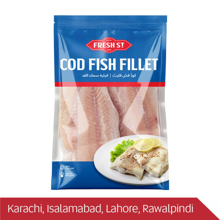 Fresh Street Cod Fish Fillets - Frozen Fish Snacks, 500g