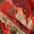 Qabool Hai Red Net Nikkah Dupatta With Groom Name. 