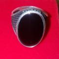 Real Black Aqeeq Real Chaandi Finger Ring Real Silver Chandi. 