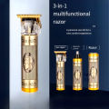 3-In-1 Vintage Grooming Set USB Rechargeable Multi-Functional Hair Clipper, Shaver, And Nose Trimmer For Men. 