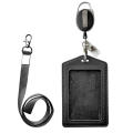 Business Badge holder Stylish Retractable Card band ID card holder Neck strap Leather Leather holder for Office Conference Trade show Corporate events Employee identification. 