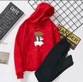 We Bare Bears Printed Fleece Full Sleeves Pull Over Hoodie & Trouser For Women & Girls. 