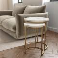 2 Pieces Nesting Tables Set Marble Sheet Top With Rode Iron Base Frame (Coffee table & Side Table). 