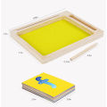 PinShang Sand Tray With Pen 36 Cards Toddler Wooden Sand Tray Toys Write Letters And Numbers Starter Educational Toys Gifts For Kids. 