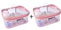 PACK OF 2 Multi Purpose Cosmetic PVC Plastic Bag Organizer Storage Jewellery Vanity Box Makeup Kit (Transparent) (2piec). 