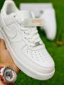 Air Force 1 Pure White Sneakers For Men and Women Stylish Design Full White Party and Casual Shoes For Girls and Boys. 