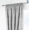 Jacquard Curtain Pair, Lined Tape Top Jacquard Curtains - Spring Garden Silver Grey - 2 Pieces Window Curtain with Tie Back Pair. 