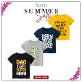 Pack Of 3 Summer Cotton Jersey Printed Round Neck T-shirt - T-Shirt For Boys & Girls. 