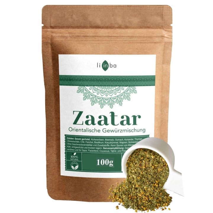 Zaatar Za'atar Spice 100 g, Oriental Spices Finely Tuned, Zatar Spice Mix with Sumac, Za atar Free from Additives,