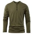 Henery Neck Long Sleeve T shirt For Men Solid Spring Casual Mens T-shirts High Quality Male Tops Classic Clothes Men's T-shirts Dinner Ronvsa. 