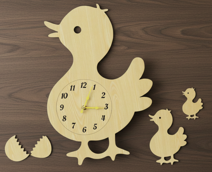 Animal Wall Clock – Duck Shaped 3D Wall Clock for Nursery and Kids Room Decoration