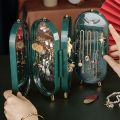 Foldable Jewellry Organizer Box with Mirror | Ear Rings & Necklace Hanging Holder | Jewelry Box Vanity Hanger Stand. 