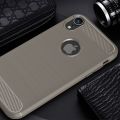 For iPhone XR Brushed Texture Carbon Fiber Shockproof TPU Protective Back Case. 