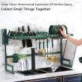 Kitchen Over Sink Dish Drying Utensil Rack for Kitchen Organizer Bartan Stand Dish Drainer Kitchen Rack (65cm/85cm) Green - Golden. 