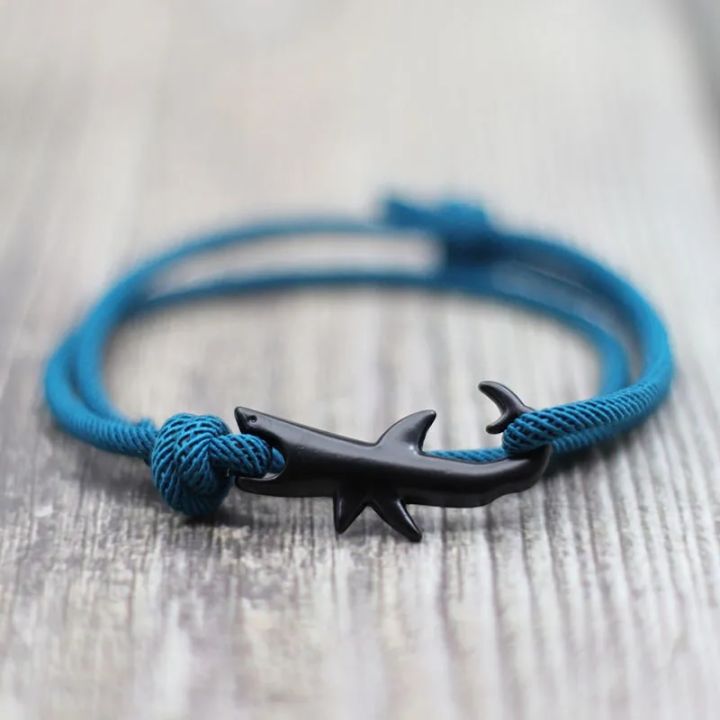 Noter New Shark Bracelet Unisex Double Layer Adjustable 3mm Cord Chain Braclet Beach Jewelry Accessories Surfer Braslet Pulsera Dinner Ronvsa