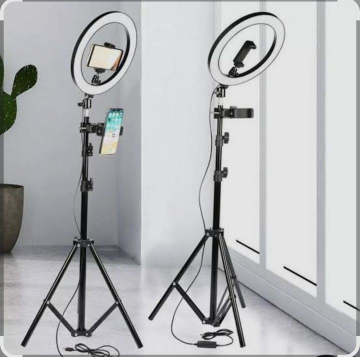 26cm Ring Light With Mobile Holder With 7Feet Tripod Stand in Three Different Mode Light 26CM/36CM Selfie LED Ring Light with 7ft Tripod Stand Mobile Phone Holder 26 CM ringlight 7 feet tripod stand 3 Modes RingLight Vlogging Light Mobile Phone Photograph