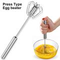New Manual Stainless Steel Egg Beater | Semi-Automatic Push Whisk | Hand Mixer for Eggs, Cream & Batter | Non-Electric Kitchen Tool for Baking & Cooking. 