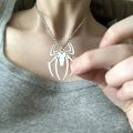 2023 New Spider Shape Movie The Same Necklace Stainless Steel Silver Plated Men's Accessories Hip Hop Trend Gift. 