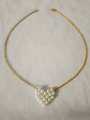 Elegant Golden Chain with Cute Pearl Heart Pendant for Women. 