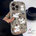 Trendy Brand Cartoon Luxury 3D Wavy Curved Edge Plating Case Compatible for IPhone 15 13 11 14 12 Pro Max 7Plus XR X 6s 7 15 8 6 Plus XS Max SE 2020 Funny Cute Kitten Doodle Cover. 