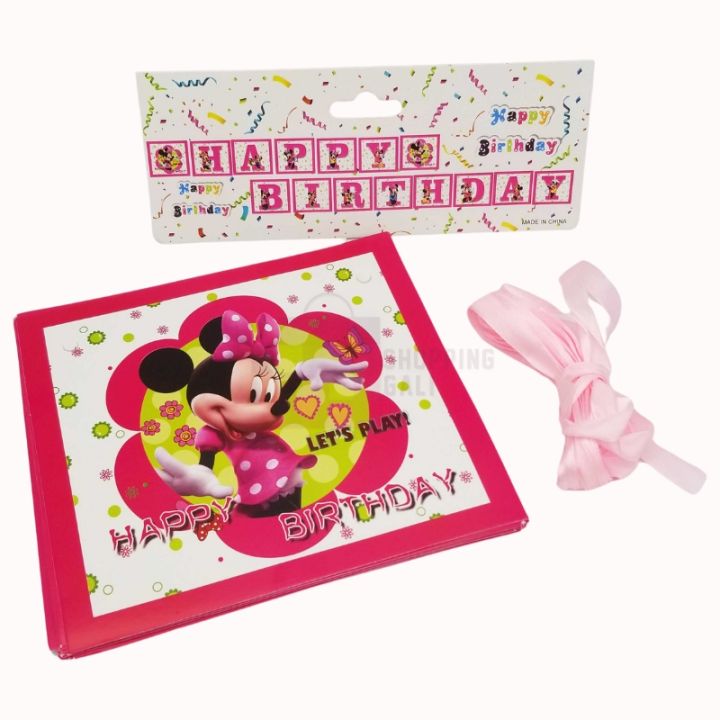 MINNIE MOUSE HAPPY BIRTHDAY WORD BANNER - MINNIE MOUSE THEME BANNER - BIRTHDAY DECORATION ITEMS
