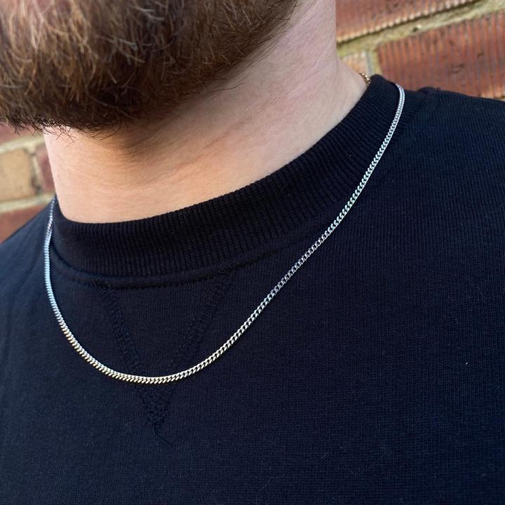 2mm Sterling Silver Flat Neck Chain for Boys Men Necklace for Boys Men