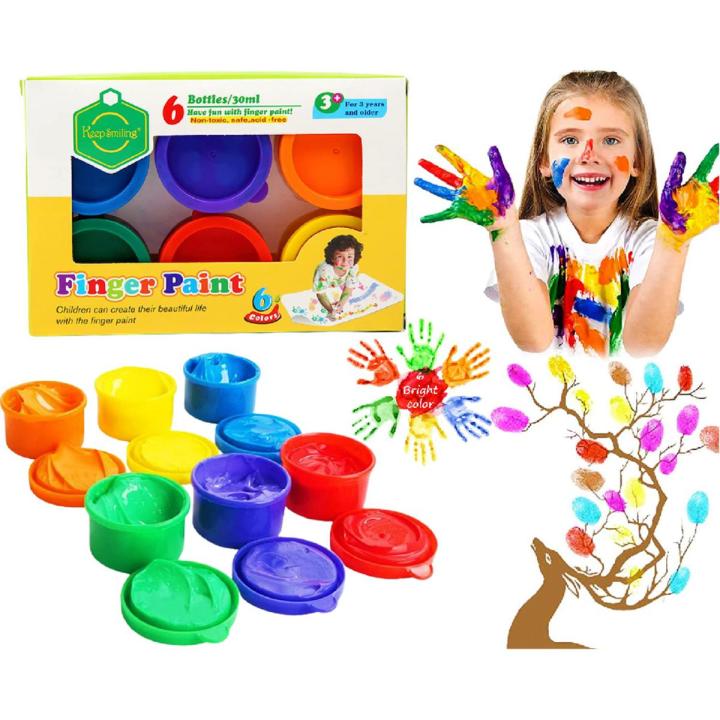 Washable Finger Paint color for Kids 6 Colours Non Toxic Less Mess More Fun for Children
