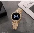 Elegant Women's Fashion Digital Watch with Diamond Accents and Stainless Steel Band. 