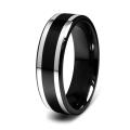 Silver Black Stainless Steel Ring for Men. 