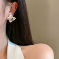 Fashion Earrings Trendy Yellow Rhinestone Butterfly Earrings. 