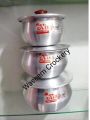 Pot Set Aluminium Baby Bell Pot Set - 3 Pcs - Silver Degchi Set Bowl pot with Lid Cover Stock Donga 3 Piece Set with Lids (Handi Set) Metal Finish ہینڈسیٹ ڈیگی سیٹ. 