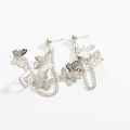 Pair Of Ear Cuff Butterfly Long 8 cm Chain Pin Tassel Silver Color Earrings For Girls & Women. 