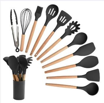 12Pcs%20Food%20Grade%20Safety%20Silicone%20Utensils%20with%20Wooden%20Handles,%20Heat%20Resistant%20Kitchen%20Tools%20Set,%20Used%20with%20Non-Stick%20Cookware%20-%20Image%204