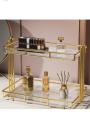 Cosmetics 2 Tier Bathroom Organizer Storage makeup storage perfumes with marble glass plates. 