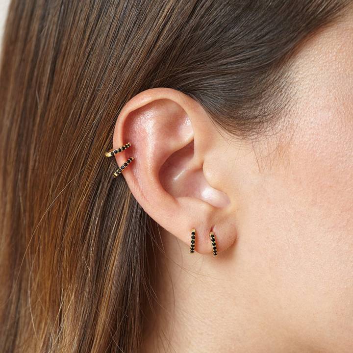 Mini Size Black Hoop Earrings Jewelry Punk Rock Women Crystal Hoop Earring Gift For Her