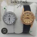 Elite class ladies watches leather strap (pack of two). 
