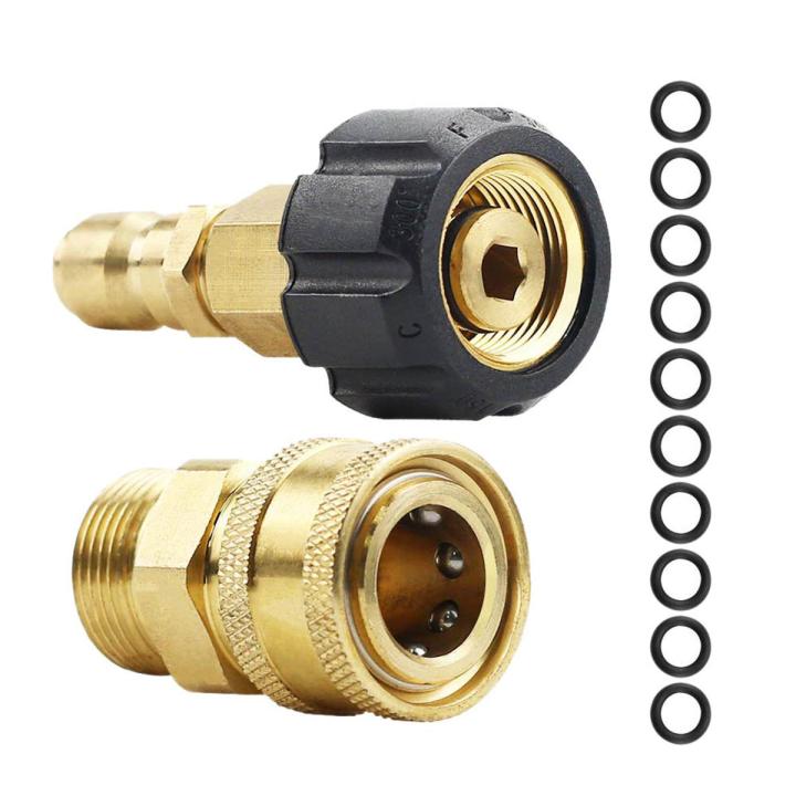 Pressure Washer Adapter Set, Quick Connector, M22 14mm Swivel To M22 Metric Fitting,M22-14 Swivel + 3/8 Inch Plug, 3/8 Inch Quick Disconnect + M22 Male Quick Connect Kit,5000 PSI