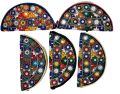 Traditional Half Moon Shaped Clutch Purse Size 9x5 Inches Hand Made Embroided Mirror Work Pakistani Sindhi Handicraft for Females. 