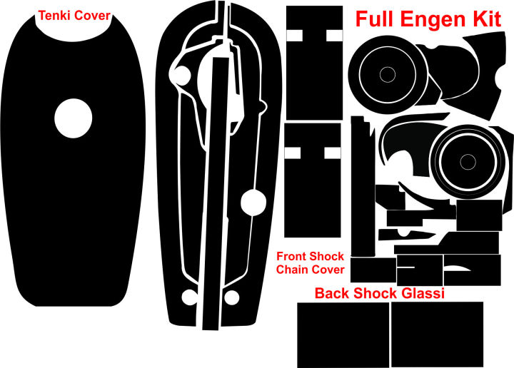 complete 70cc bike chain cover engine and fornt shock sticker