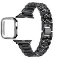 2 in 1 Bling Watch Strap + Case for Apple Watch Band Jam Tangan Tali Jam Series 6 5 4 3 2 1 SE Women Lady Diamond Band Strap for IWatch 6 44MM 40MM 42MM 38MM Stainless Steel Bracelet. 