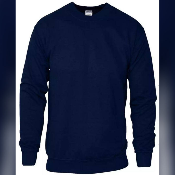 Navy Blue Fleece Plain Sweat Shirt for Him