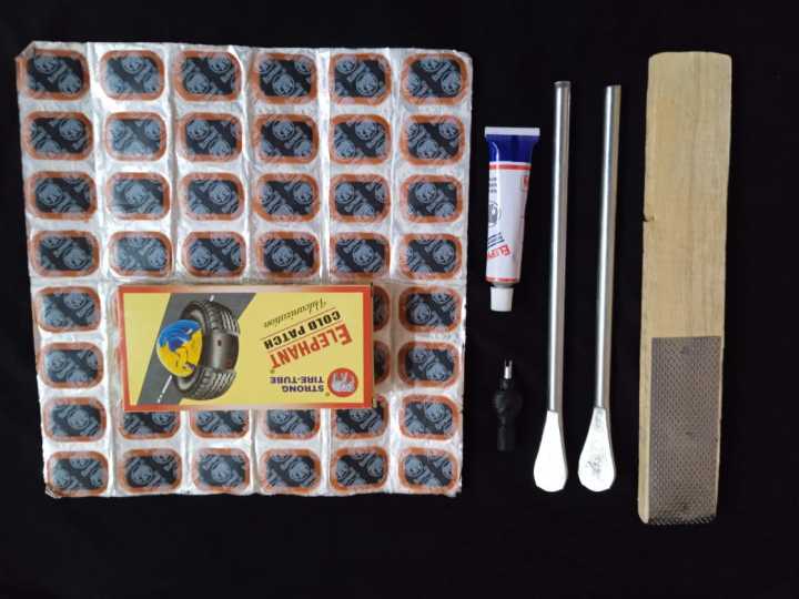 Puncture%20Repair%20Kit:%20%20foot%20Air%20Pump%2048%20Cold%20%20puncture%20patch%20,%20Film,%20Glue,%20File%20&%202%20tyre%20Levers%20%20Set%20-%20For%20Bikes,%20Motorcycles%20&%20More%2048%20Cold%20Repair%20Rubber%20Tire%20travel%20%20puncture%20kit%20-%20Image%208