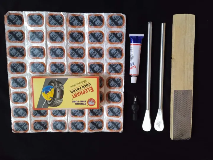 Puncture%20Repair%20Kit:%20%20foot%20Air%20Pump%2048%20Cold%20%20puncture%20patch%20,%20Film,%20Glue,%20File%20&%202%20tyre%20Levers%20%20Set%20-%20For%20Bikes,%20Motorcycles%20&%20More%2048%20Cold%20Repair%20Rubber%20Tire%20travel%20%20puncture%20kit%20-%20Image%208