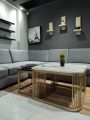 Curved Corner Coffee Table - Versatile Center Table for Living and Drawing Room - Premium Wooden Coffee Table with Contemporary Flair - Ideal Cocktail Table for Room Sophistication. 