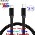 Flat USB C to C PD 100W 5A Fast Charger Cable 10mm Tip for Doogee V10 | S98 S97 S96 S86 S59 S68 Pro | S88 Plus Rugged Phones. 