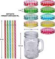 Mason Glass Jar Mug with Straw. 