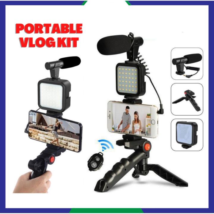 Vlogging Video Making Kit AY-49 for Live Streaming Vlogging Self-Portrait Photography Vlogging Kit, Video Making kit, with stand, Led Light, Mobile Holder ALL IN ONE